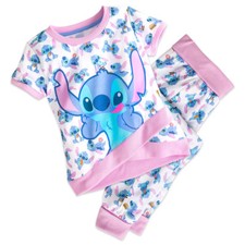 DISNEY STORE LILO  STITCH STITCH SLEEP SET GIRLS CONTRAST TRIM OVERLAPPED HEM