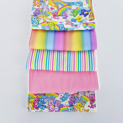 Baby Burp Cloths 5 Pack Care Bears Patterned Bright Toweling Backed Handmade New - Picture 4 of 16