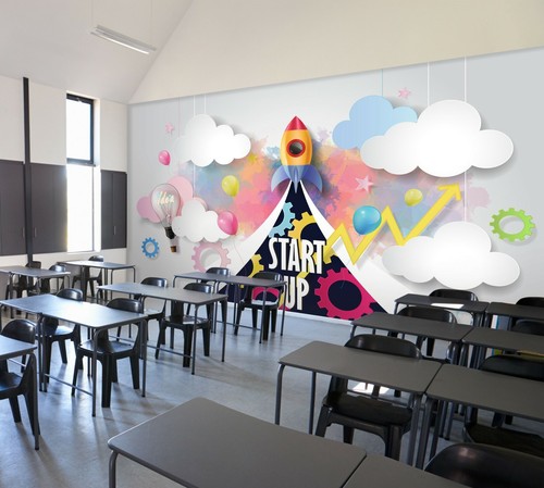 3D Cartoon Rocket ZHU3267 Wallpaper Wall Mural Removable Self-adhesive Zoe - Picture 2 of 5