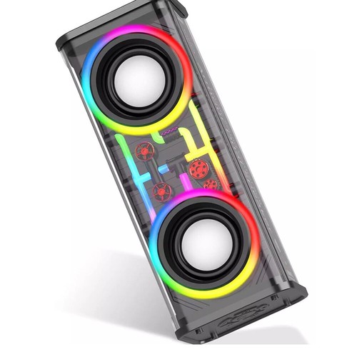 Transparent Mecha Wireless Bluetooth Speaker Portable Mini RGB Light Stereo Bass - Picture 18 of 26