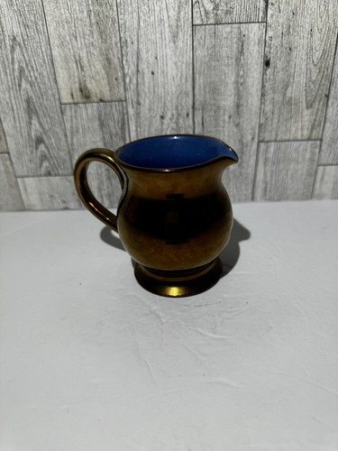 Vintage Creigiau Pottery Wales Welsh Copper Blue Milk Jug Creamer Pitcher - Picture 4 of 5