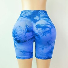 Tie Dye Women's Shorts Push Up Gym Seamless Booty Lifting Sports Fitness Woman