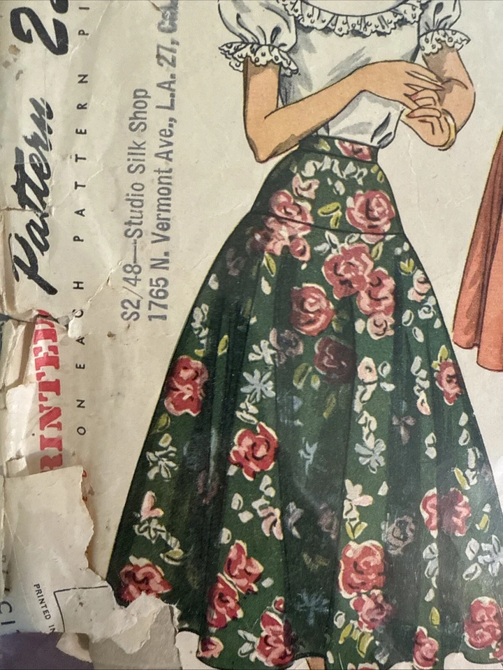 1940s Vintage Simplicity 2572 Peasant Festive Maxi Summer Skirt Sewing Pattern - Image 3 of 3