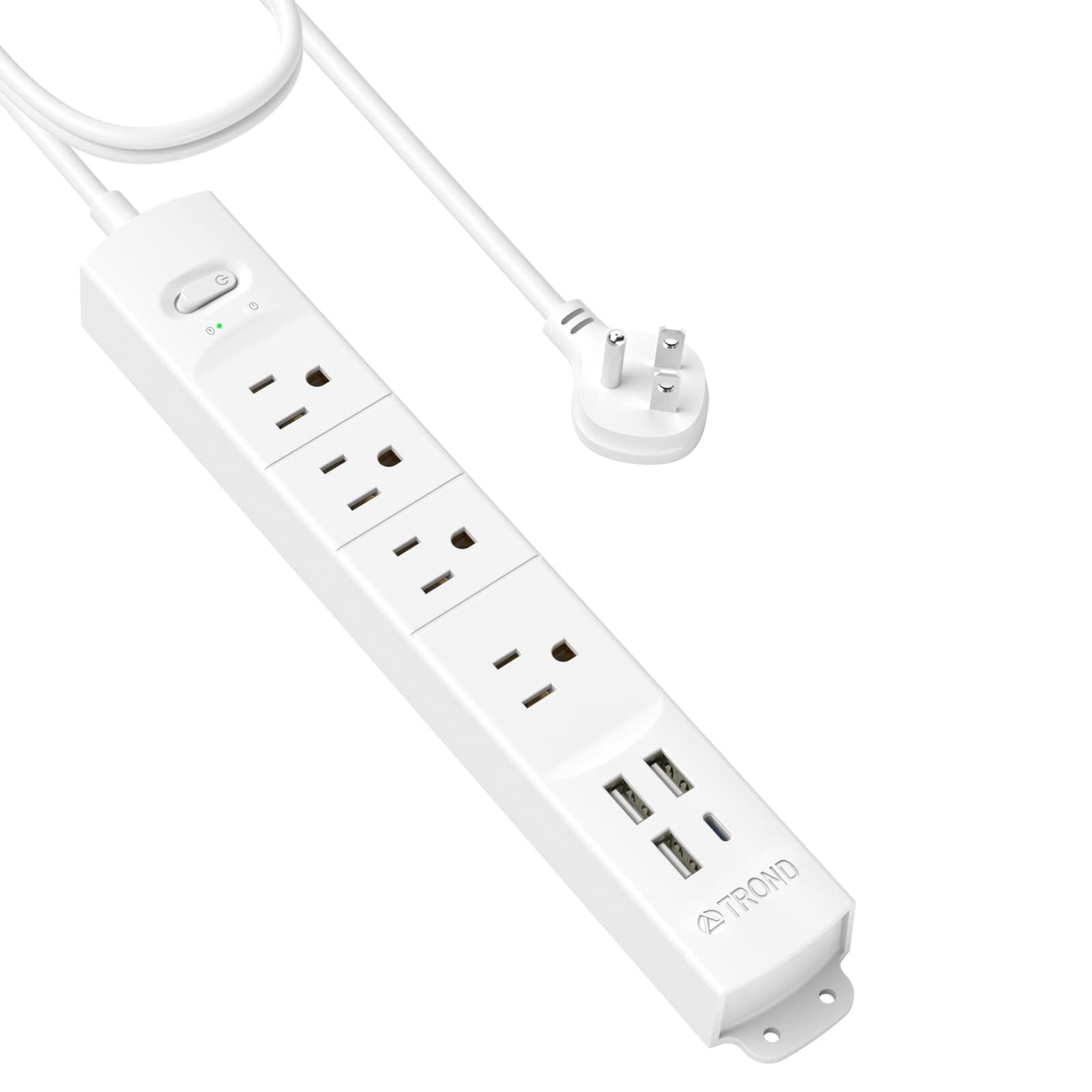 Surge Protector Power Strip with USB, Ultra Thin Flat Plug 6ft Extension Cord...-image