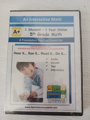 A+ Interactive 5th Grade Math 1 Student Online Code New Free Ship