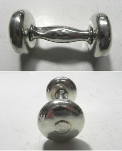 vintage metal baby rattle