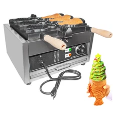 GorillaRock Taiyaki Fish Waffle Maker | 3 Open-Mouth Fish Shaped Waffles Cones