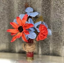 Shotgun Shell Boutonni re w/ Flower Mix, Wrapped in Burlap String Wedding