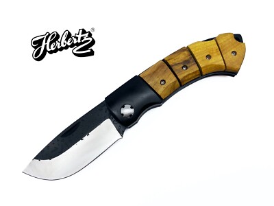Rare Burl Wood Deconstruction Handle Forged Steel Style Heavy Chunky Gift Knife