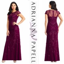 Adrianna Papell cap sleeve beaded long dress new with tag