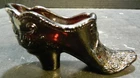Vintage Fenton Amethyst Embossed Glass Slipper / Shoe 2.31"x4.5"x1.56" Excel
