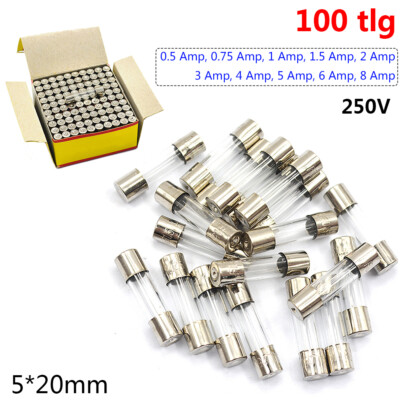 100x Sortiment Feinsicherungen Gerätesicherungen Glassicherungen Glas Set RLD547 100x Sortiment Feinsicherungen Gerätesicherungen Glassicherungen Glas Set RLD547