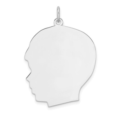 Sterling Silver Eng. Boy Polished Front & Back Disc Charm Pendant