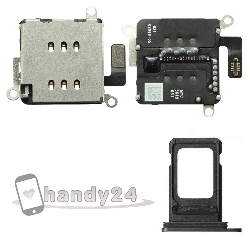 iPhone 11 Dual Sim Card Reader Kartenleser Slot + Sim Tray Schacht ● Schwarz