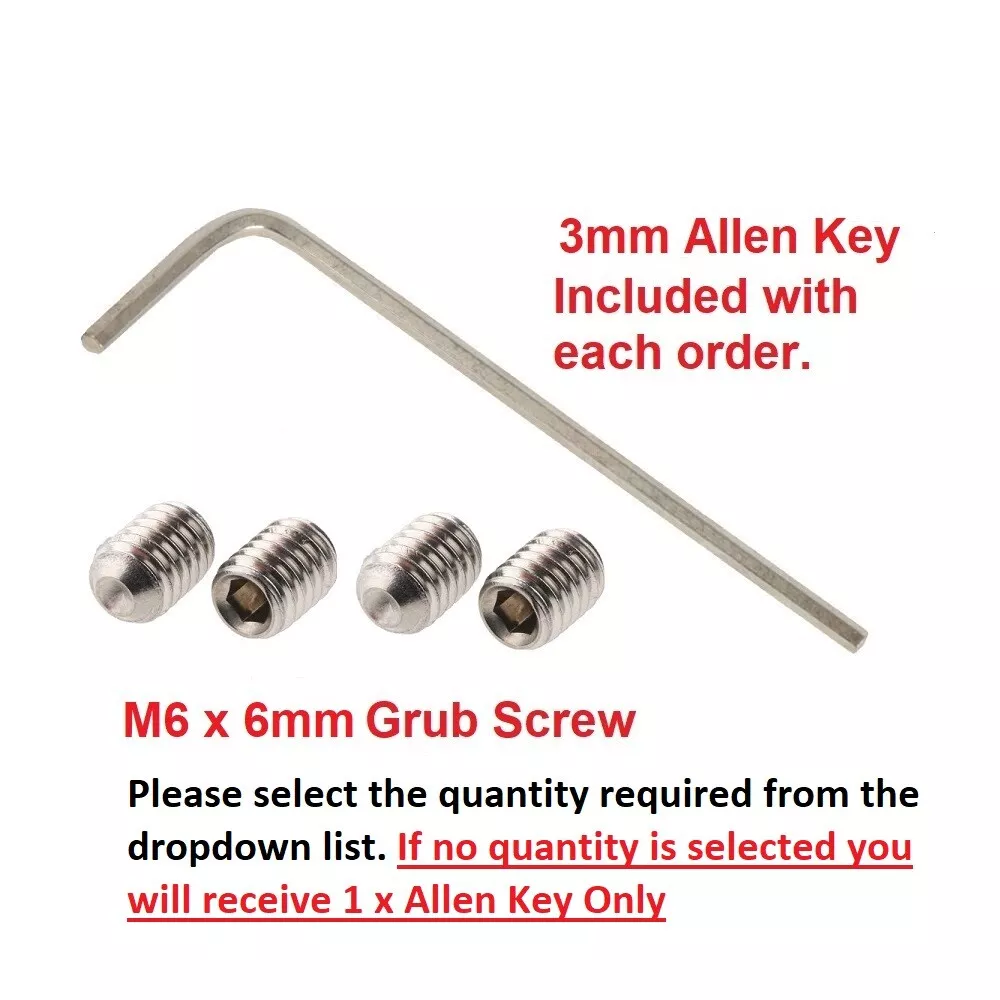 6mm HEX M6 GRUB SCREW FOR DOOR HANDLE KNOBS SPINDLE FREE ALLEN