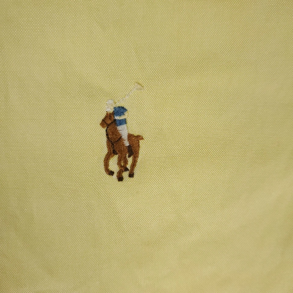 Ralph Lauren 衬衫男式 17.5 码黄色小马礼服纽扣长袖 * — 第 2/4 张图片