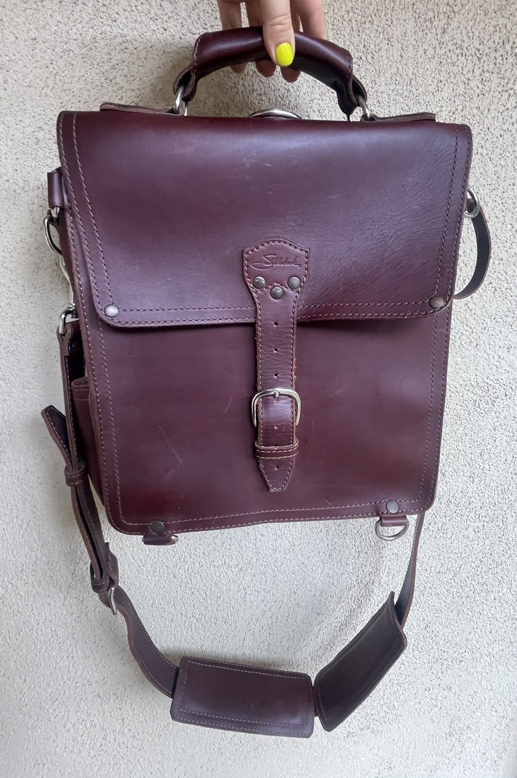 Saddleback Squared Leather Backpack Messenger Che… - image 2