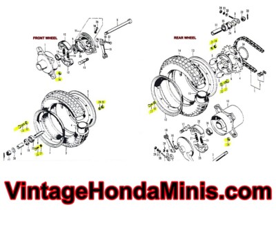 Honda CT70 CT70H Mini Trail Wheel OEM Bolts Front & Rear Kit | Rim