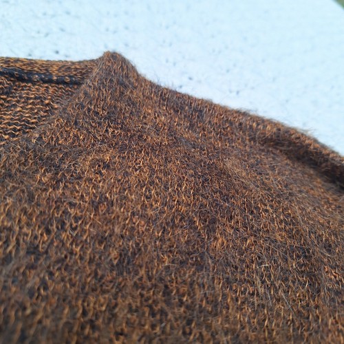 Vtg Mohair Orlon Acrylic Blend Mens Cardigan Sweater Brown - Large - Picture 3 of 17