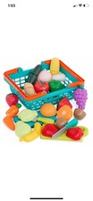 Battat Play Food for Toddlers with Farmers Market Basket and Chopping Board, ...
