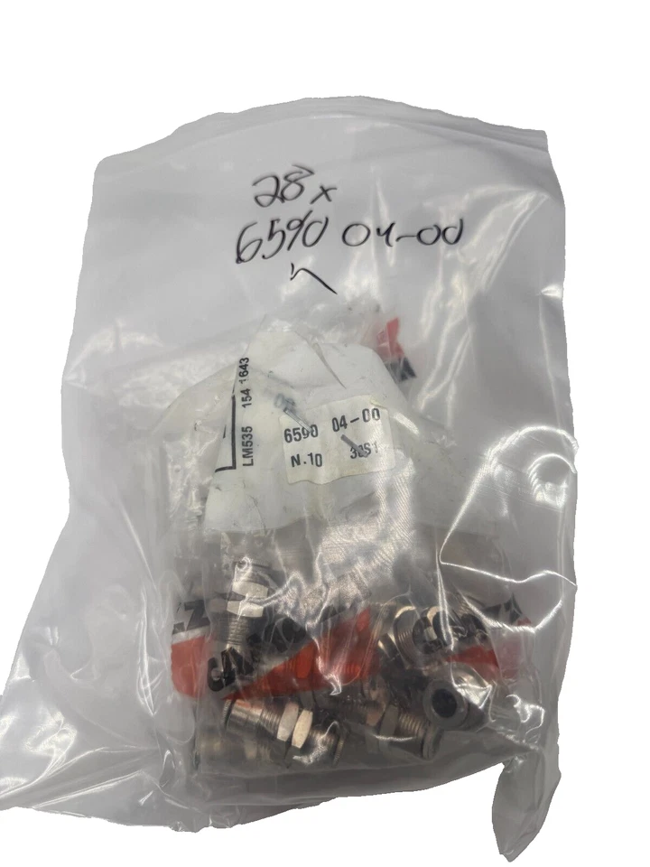 Lot of 28x CAMOZZI 6590 04-00, 1/4" Push-In Panel Mount Connector - Brass - Image 2 of 2