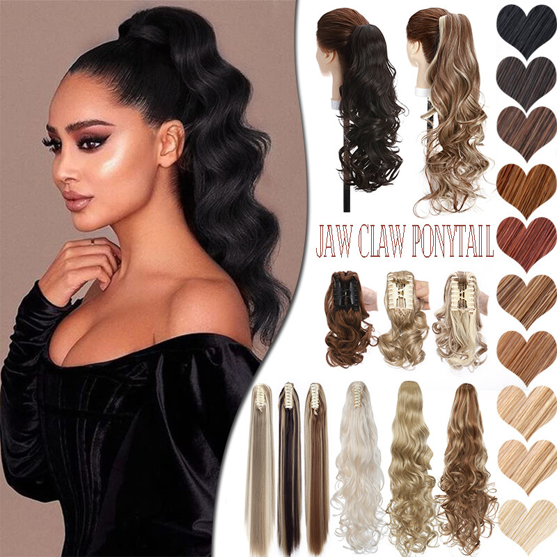 Thick Wavy Claw on Ponytail Clip In Hair Extensions Jaw Pony Tail Real As  Human