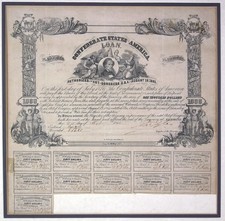 ORIGINAL 1861 CONFEDERATE STATES OF AMERICA CIVIL WAR $1000 BOND 8% BALL #62