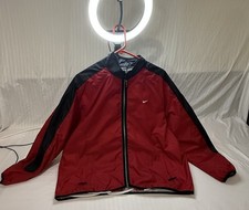 Nike Red Black Full Zip Embroidered Logo Men's XL Windbreaker Jacket