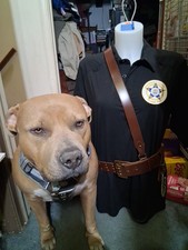 VINTAGE SAM BROWNE JAILER'S BELT. BROWN LEATHER W/ SHOULDER STRAP  KEY CHAIN.