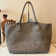 Falor Woven Leather Tote Bag Taupe 