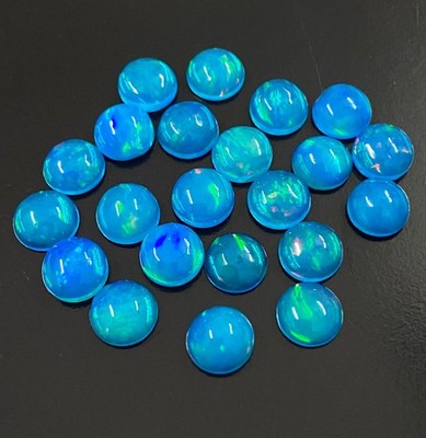 Sky Blue Ethiopian Opal Round Cabochon Loose Gemstones for Jewelry Making 3-8mm