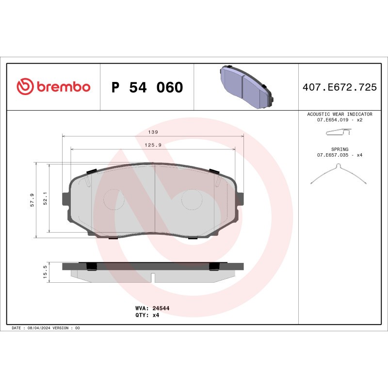 Für BREMBO KLOCKI SZCZEKI CYLINDERKI P 54 060 BRAKE PADS FRONT - Bild 3