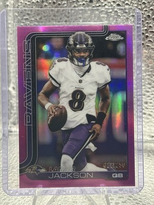 Topps Chrome 2025 Lamar Jackson Baltimore Ravens Purple #24 Football Card