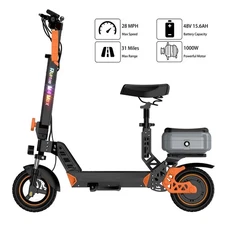 Ruitoo 1000W Electric Scooter Adult with Seat Folding E-Scooter 28 MPH 31 Miles
