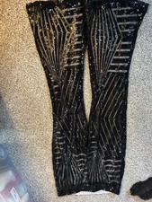 Women s Sequin Pants Black Flare Leg