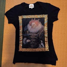 VIVIENNE WESTWOOD Couture Rare Vintage 90s Queen Elizabeth Black Cotton T-shirt