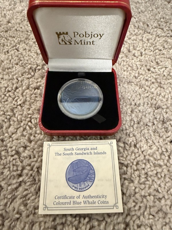 10g Titanium Coin - S Georgia & S Sandwich Islands Blue Whale 2 Pounds - Box/COA