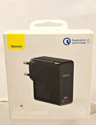 100W Original Gan2 Baseus Netzteil Schnellladung Weiß Typ USB-C