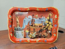 Coca Cola Metal Serving Tray Autumn Theme Harvest Tin 13x18 1961 Lithograph