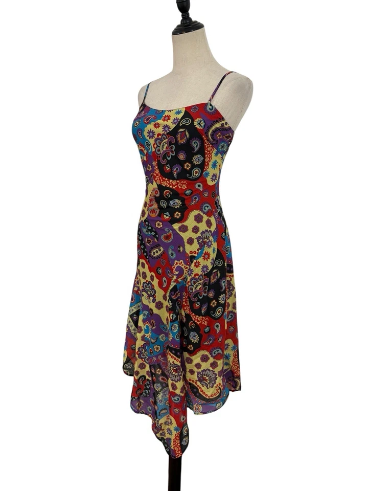 Delia’s Dolls Kill Patchwork Paisley Midi Dress Xs Y2K Retro Boho Slip Style  - Image 4 of 4