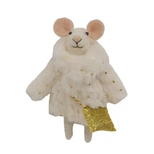 Felt Mouse with Fur Coat Critter Ornament Gift Holiday Christmas Decor