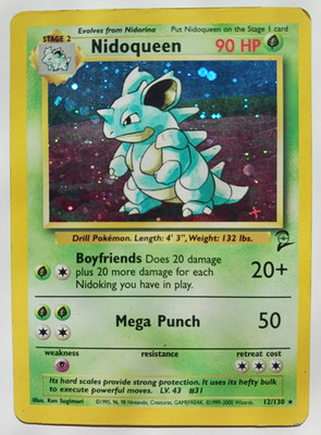 Nidoqueen Pokemon Card Holo WOTC 12/130 Base Set 2 Rare Vintage 2000 Original MP
