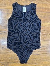 Torrid Curve Black Flocked Mesh Zebra Bodysuit Size Large NWT