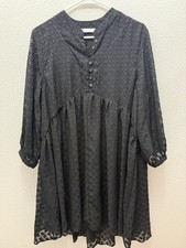 Ces Femmes black textured mini dress sheer print mini dress L