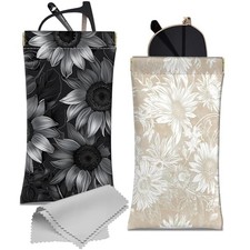 2 PCS Glasses Case Eyeglass Sunglasses Pouch Squeeze Portable Ah18-sunflower