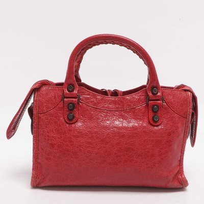 Balenciaga Motorcycle City Mini Giant 12 Hardware Red Leather Tote