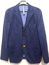 MANUEL RITZ Mens Blue Denim Blazer Colored Buttons Size Italy-52 (Chest-42")
