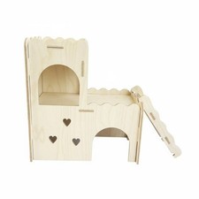 Hamster with Ramp, Wooden Hamster Playhouse for Climbing and Exploring, Small