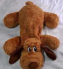 Vintage Dan Dee Plush Brown Laying Dog Plush Animal Pillow 26" Sewn Eyes