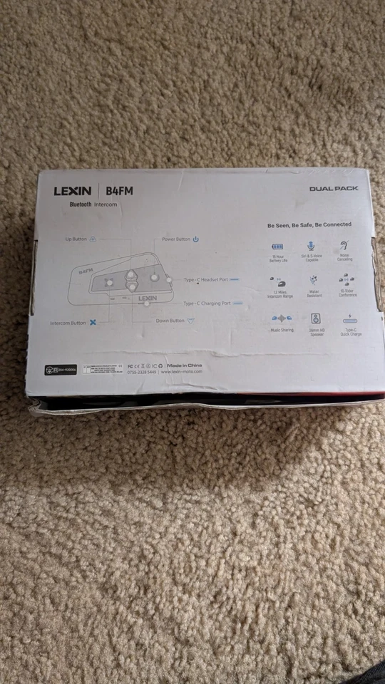 LEXIN B4FM Motorcycle Bluetooth Headset, 10 Riders Helmet Bluetooth Intercom - Image 4 of 4